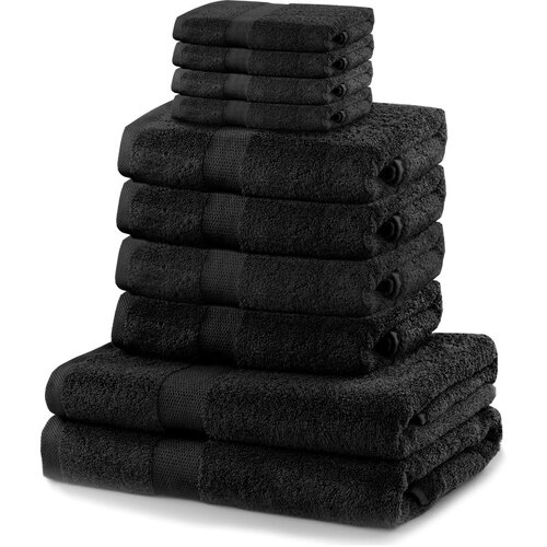 DecoKing Komplet 8 črnih brisač in 2 kopalnih brisač Marina Black Cene