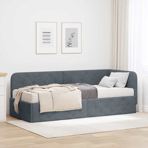  Kutni okvir kreveta Tamno siva 80 x 200 cm Baršun Cene