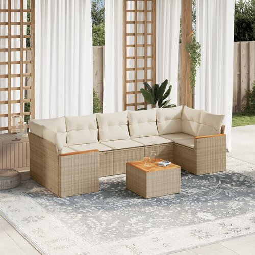 vidaXL 8-dijelni set vrtnih sofa od poliratana s jastucima bež Cijene