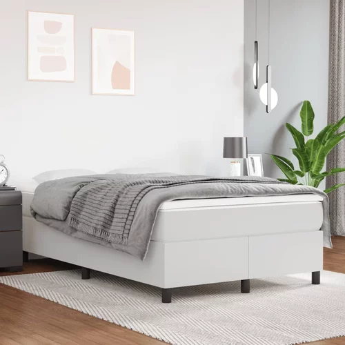vidaXL Box spring postelja z vzmetnico bel 120x200 cm umetno usnje