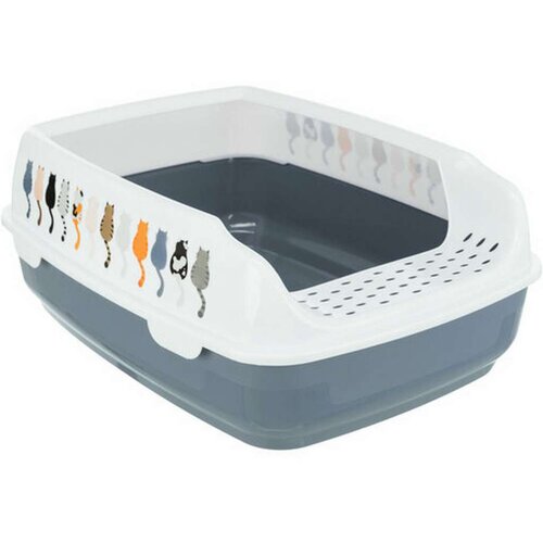 Pijesak WC posoda za mačke Delio z robom 35&amp;times;20&amp;times;48 cm sivo/bela Slike
