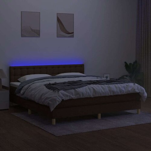  Krevet box spring s madracem LED tamnosmeđi 180x200 cm tkanina Slike