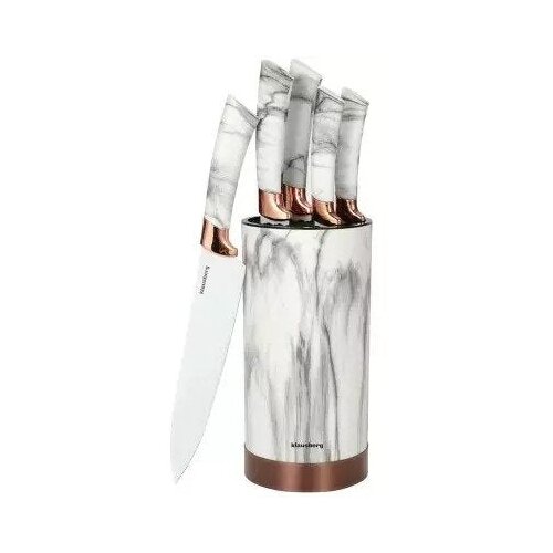 Klausberg KB-7769 set 5 kuhinjskih noževa sa stalkom &amp;ndash; bijelo-smeđi Slike