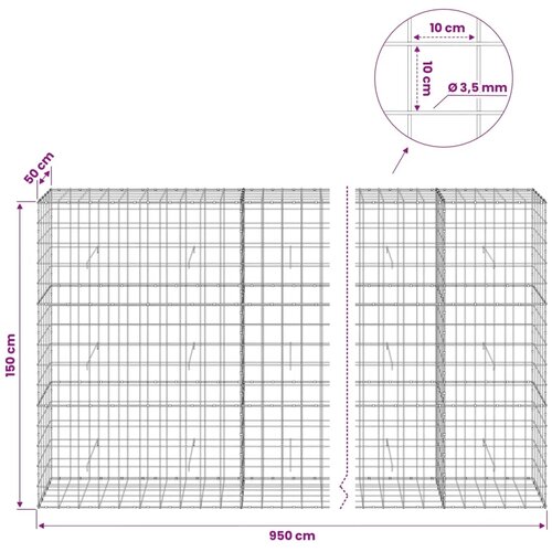  Gabion s žicom debljine 3 5 mm i mrežom 10x10 cm 950x50x150 cm - 50 cm 150 cm 950 cm Slike