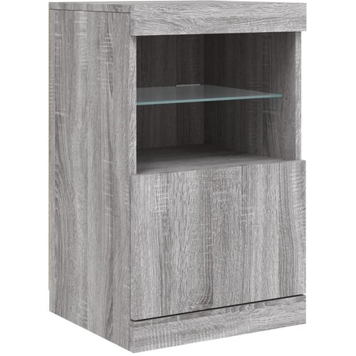  Komoda s LED svjetlima boja sivog hrasta 123x37x67 cm Siva Slike