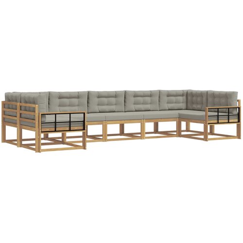  Set vanjskih sofa 7 kom. Bijela i svjetlosiva Smeđa 404 x 168,5 x 73 cm Slike