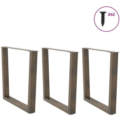  Noge za blagovaonski stol V-oblika 3 kom Prirodni čelik Slike