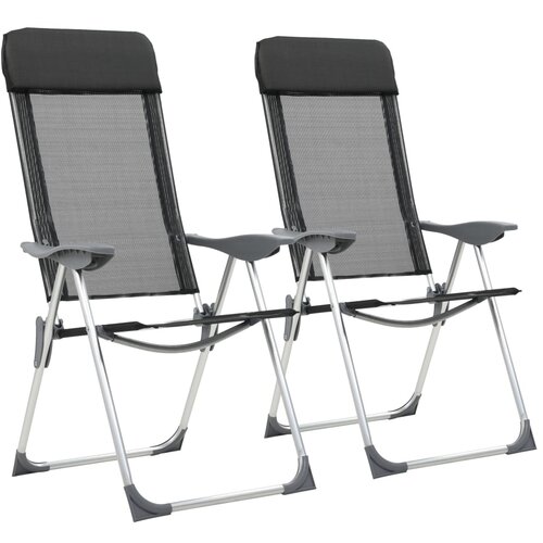The Living Store Zložljivi stoli za kampiranje 2 kosa črne barve aluminij - Stol Za Kampiranje, (22101429) Slike