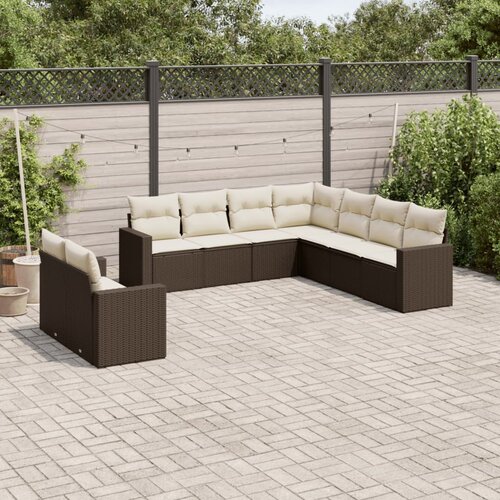 vidaXL 9-dijelni set vrtnih sofa s jastucima poliratan smeđi Cene