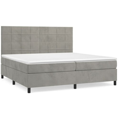  Krevet s oprugama i madracem svjetlosivi 200x200 cm bar&amp;scaron;unasti Slike