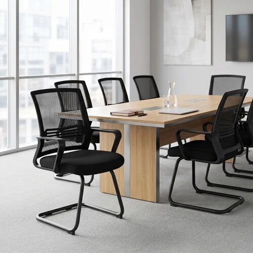  Set od 2 ergonomske uredske stolice bez kotačića crne Slike