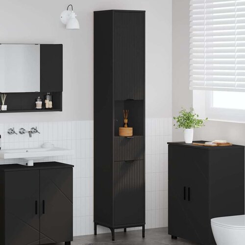  Visoki ormarić za kupaonicu s ladicama Crna 31.5 x 33 x 190 cm Cijene