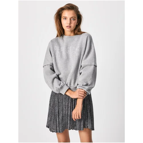 Pepe Jeans Light Grey Women's Sweatshirt with Decorative Details Debbie - Women