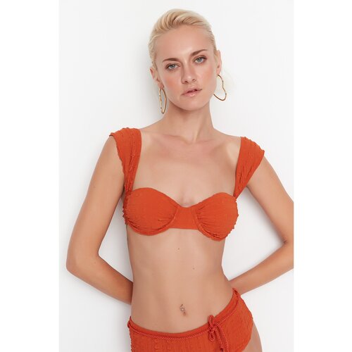 Trendyol Brown Textured Bikini Top Slike