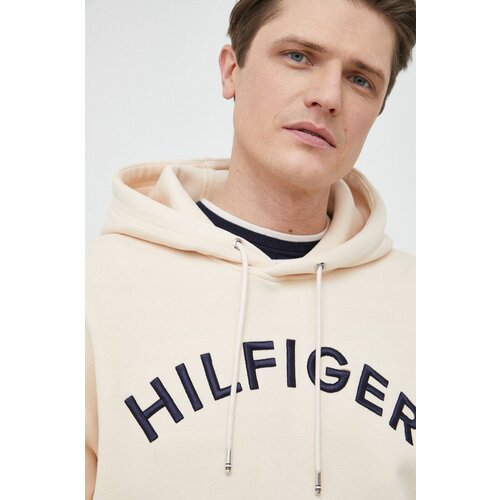 Tommy Hilfiger Dukserica za mu&amp;scaron;karce, boja: bež, s kapuljačom, s aplikacijom Slike
