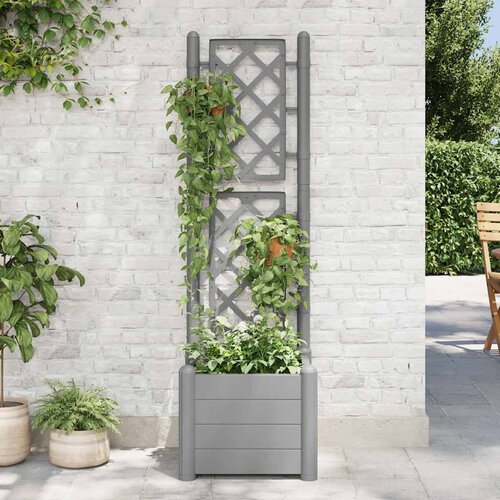  Vrtna sadilica s re&amp;scaron;etkom 43 x 43 x 142 cm PP siva boja kamena Slike