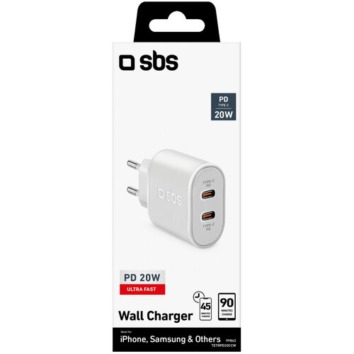 Sbs Wall Charger weiss 20W 2xUSB-C Slike
