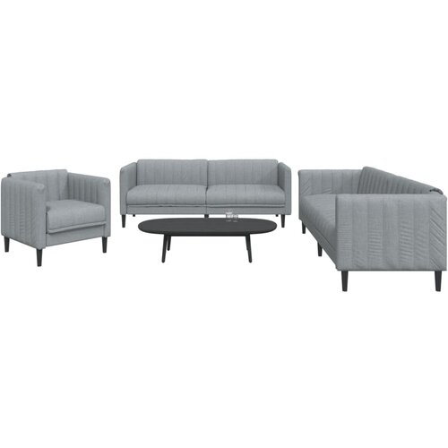  3-dijelni set sofa svjetlosivi od tkanine Slike