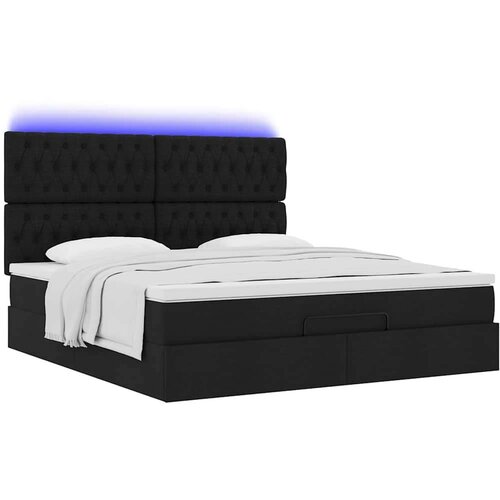 vidaXL Otomanski krevet s madracem i LED crni 160x200cm tkanine Cene