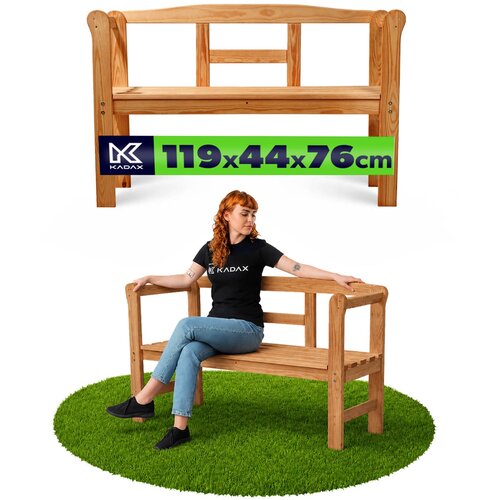 KADAX Lesena vrtna klop z naslonjalom 119 cm Terasna klop za vrt Tik, (5000361962) Slike