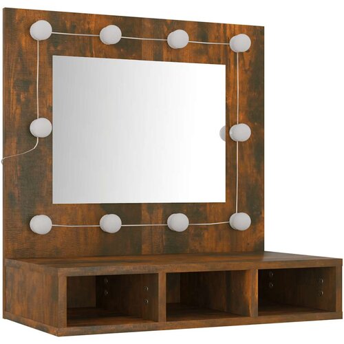  s ogledalom LED boja dimljenog hrasta 60x31,5x62 cm Slike