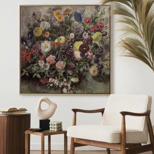  Slika - Eug&amp;egrave;ne Delacroix &amp;ndash; Bouquet of Flowers 40x40 U prirodnom drvenom okviru Slike