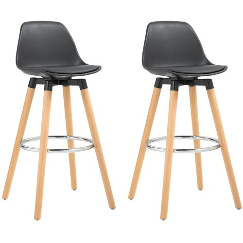  Set od 2 barske stolice skandinavski dizajn s osloncem za noge 43 cm x 43 cm x 91 cm prirodna + crna Slike
