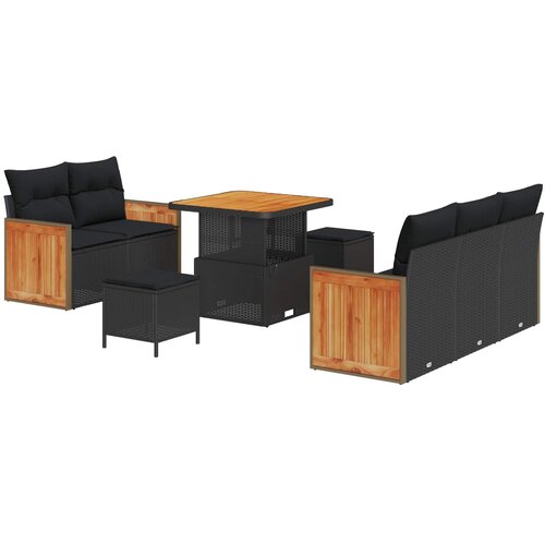  Sjedeća garnitura za vrt 8 kom. 8-Broj sjedala Crna 80 x 80 x 71 cm Slike