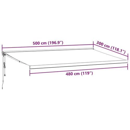 VidaXL Tenda na uvlačenje antracit-bijela 5x3 m od tkanine i aluminija Slike