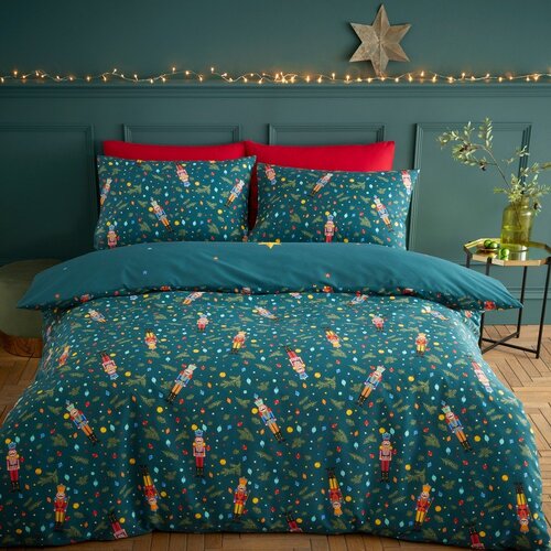 Catherine Lansfield Tamno zelena posteljina za bračni krevet/za produženi krevet 230x220 cm Nutcracker &amp;ndash; Slike