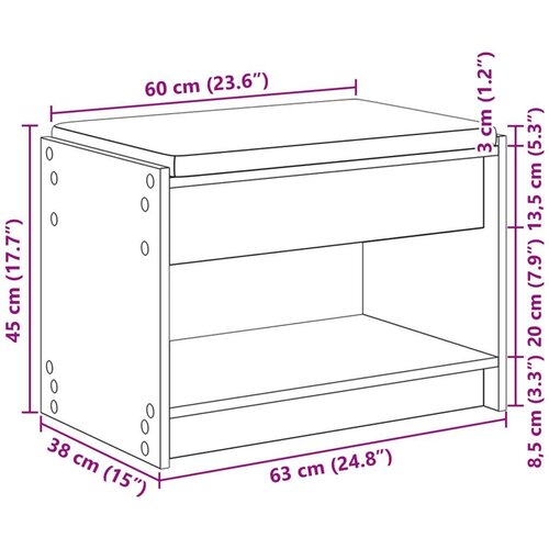  Klupa za hodnik s jastukom s policom Bijeli 63 x 38 x 45 cm - Bijeli 63 cm Slike