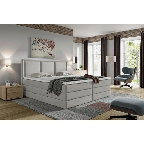 MID.YOU POSTELJA BOXSPRING 180 cm x 200 cm , tekstil svetlo siva Cene
