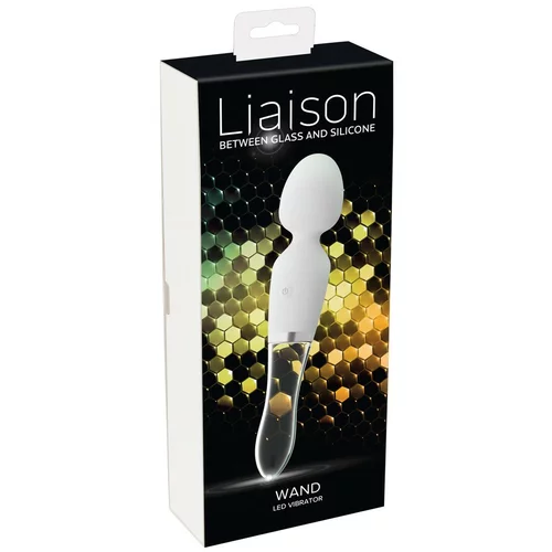 Liaison Wand - punjivi LED vibrator od silikonskog stakla (prozirno-bijeli)