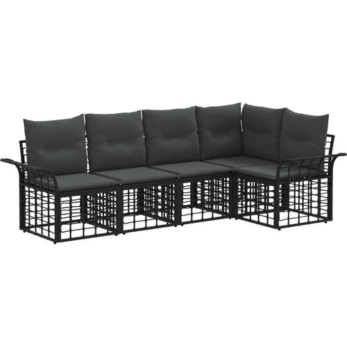 Set vanjskih sofa s jastukom 5 pcs Crna i tamno siva Poliester Cijene
