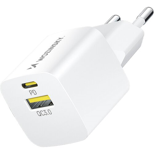 Wozinsky GaN QC3.0 USB-A USB-C PD 33 W stenski polnilec, bel, (21580924) Cene