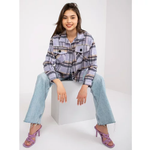 Fashion Hunters Violet and pink warm Solomia checked long-sleeved shirt