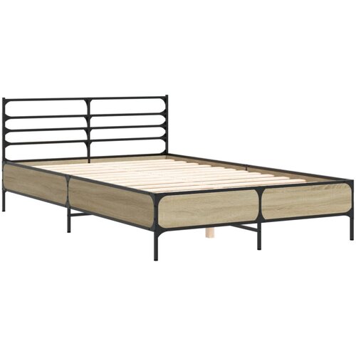 VidaXL Posteljni okvir sonoma hrast 120x200 cm inž. les in kovina, (21155959) Slike