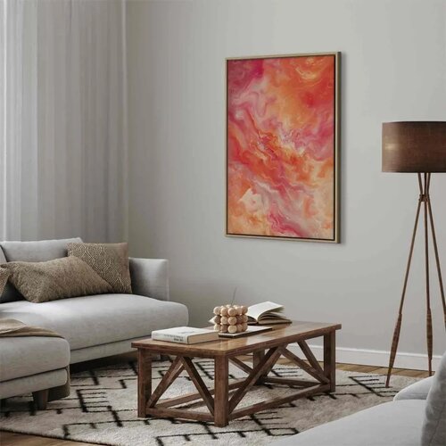  Slika - Fiery Colors - Dynamic Shapes in Colors of Fire and Pink 60x90 Cene