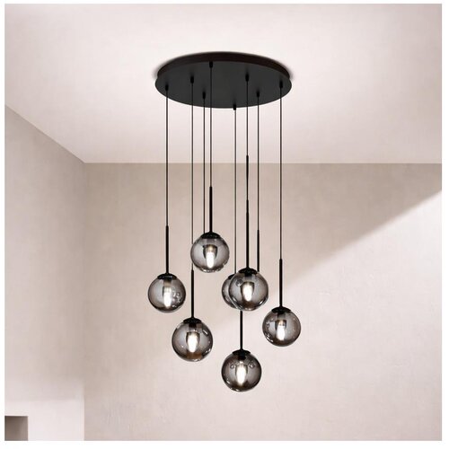  Ondaluce - Visilica na sajli JEWEL 8xE14/10W/230V prečnik 70 cm crna/zadimljeno crna Cene