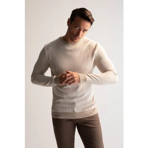 Defacto Slim Fit Crew Neck Patched Sleeve Detailed Knitwear Sweater R1110az22wn