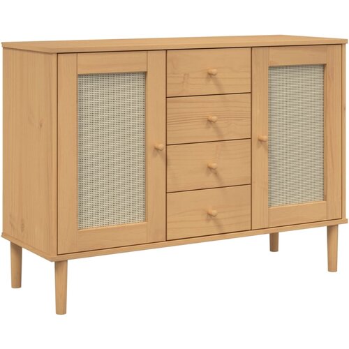 Maison Chic Komoda - Predalnik SENJA videz ratana rjava 112x40x80 cm trdna borovina, (21721896) Cene