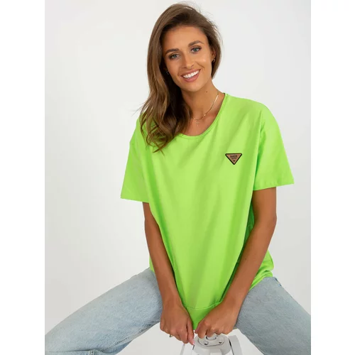 Fashion Hunters Lime oversized blouse with round neckline