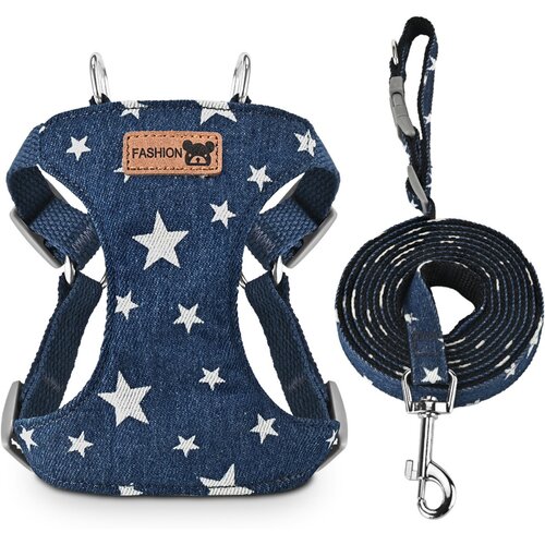 INF Denim Star Pattern Dog Vest Harness and 2m Leash Set for Small-Medium Dogs XL, (5000214723) Cene