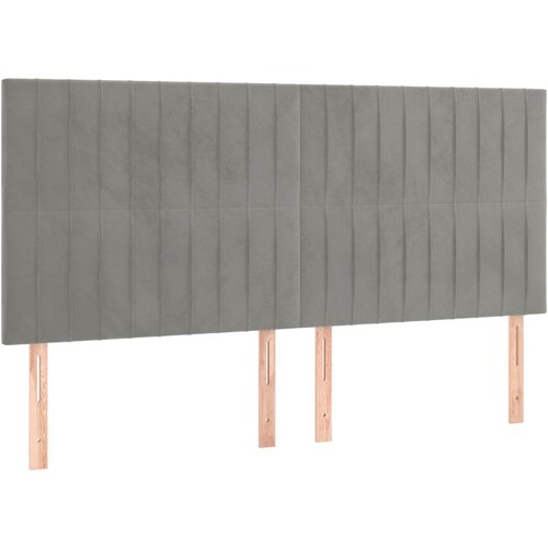 Maison Chic Posteljno vzglavje - Vzglavna omarica 4 kosa svetlo siv 100x5x78/88 cm žamet, (22077779) Slike