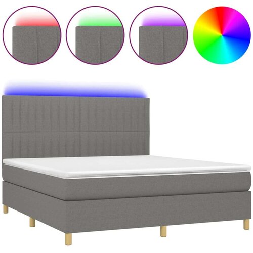  Krevet box spring s madracem LED tamnosivi 160x200 cm tkanina Slike