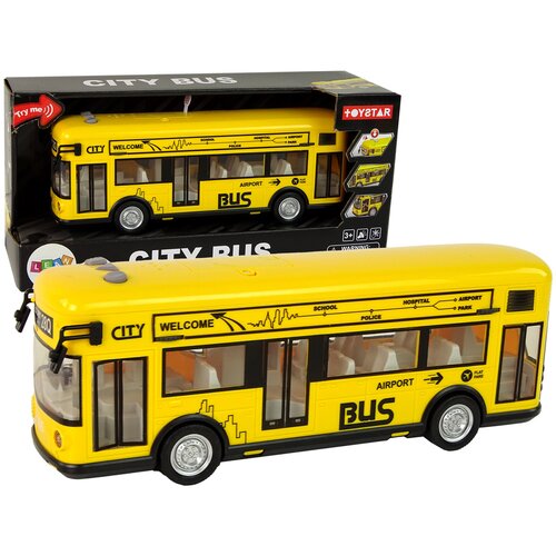 YELLOW City Bus With Friction Drive 1:18 Slike
