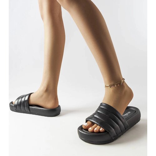 Gemre Black quilted slides Dorene Slike