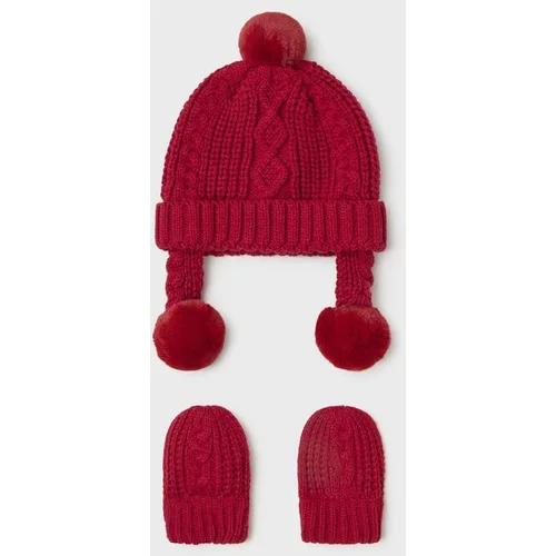 Mayoral Newborn Otroška kapa in rokavice rdeča barva