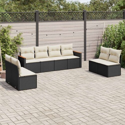  8-dijelni set vrtnih sofa od poliratana s jastucima crni Cijene