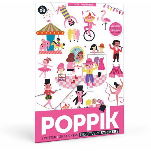 Poppik Edukativni poster s nalepnicama Mini otkrića: Predstava. Roze boja Slike